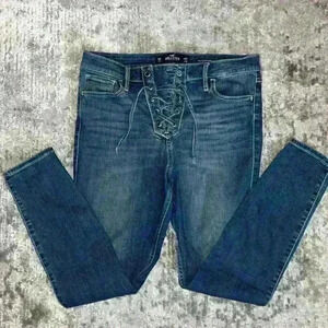 Hollister Tie Front High-Rise Crop Super Skinny Jeans